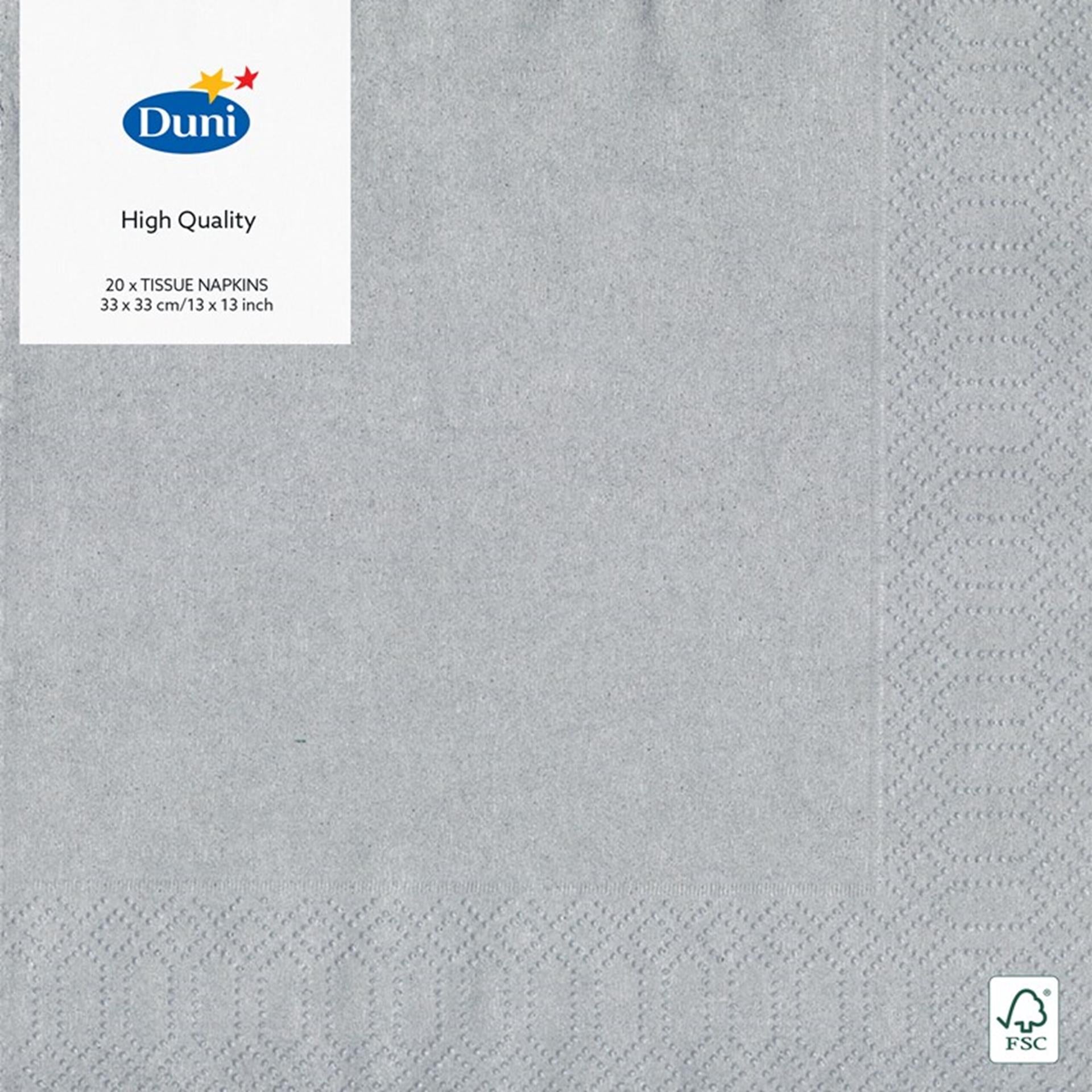 Duni servetten zilver 33x33 cm