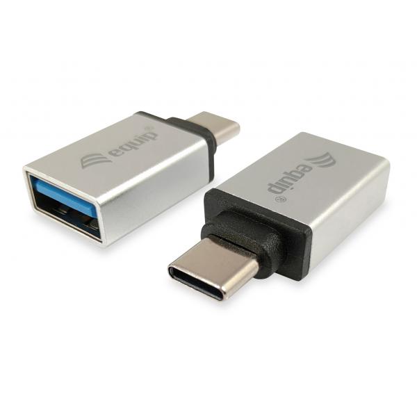 Equip 133473 USB-adapter, USB type C -> USB type A, mannelijk vrouwelijk, zilver