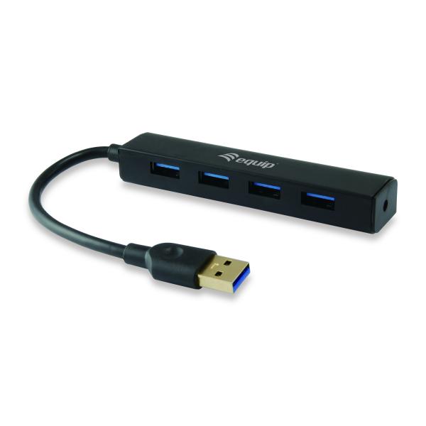 Equip 128953, 4-poorts USB-hub, USB 3.2 gen 1 type-a, 5000 Mbit s, zwart
