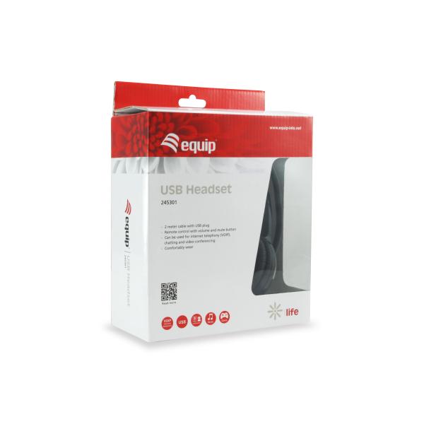 Equip 245301 gamingheadset, usb, hoofdband, binaural, digitaal, zwart