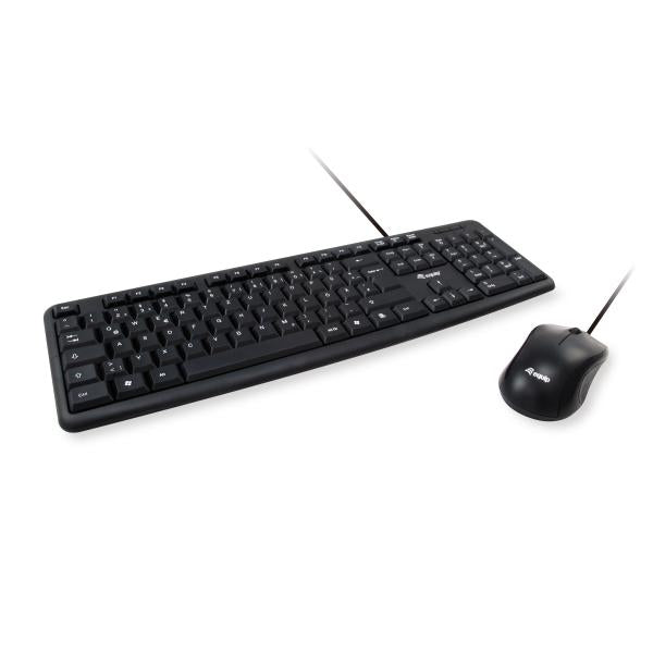 Equip 245200 bedraad toetsenbord en muis combo Duitse lay-out, USB, QWERTZ, 105 toetsen, 1000 dpi, zwart
