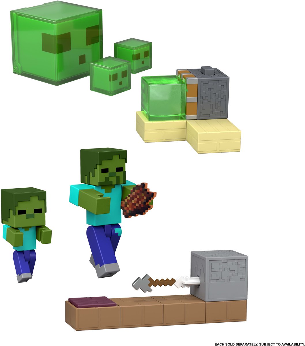 Mattel minecraft actiefiguur redstone charged sticky piston trap groen.