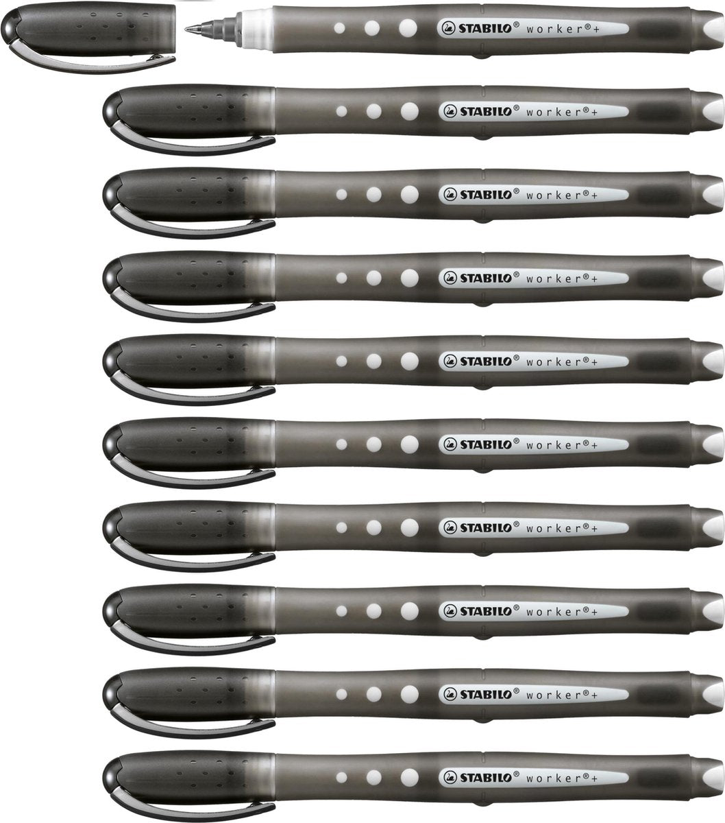 Stabilo worker+ colorful - rollerball 0,5 mm - zwart - doos 10 stuks