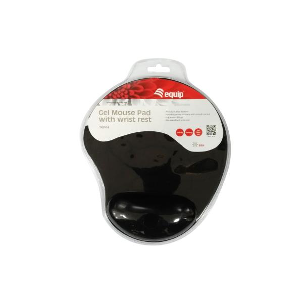Equip 245014 gel muismat, stof, gel, polyurethaan, polssteun, antislip basis, monotoon, zwart