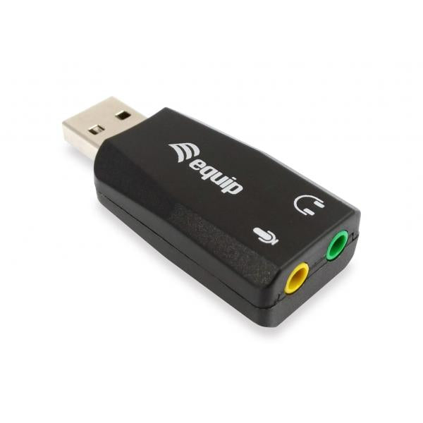 Equip 245320 USB-audioadapter, USB type-A, 3,5 mm, 22 mm, 51 mm, 12 mm, zwart