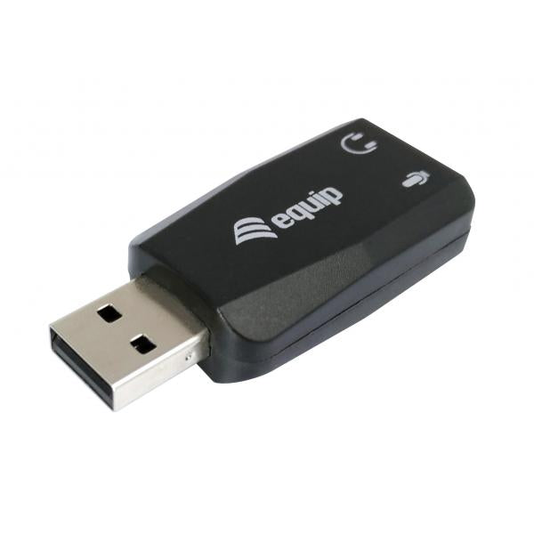 Equip 245320 USB-audioadapter, USB type-A, 3,5 mm, 22 mm, 51 mm, 12 mm, zwart