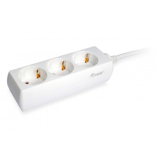 Equip 245550 stekkerdoos, 3 stopcontacten binnen, type f, type f, 1,5 mm², 1,5 m, wit