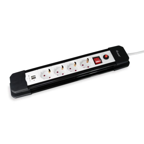 Uitrusting 245553 stekkerdoos met 4 stopcontacten, 2x USB, 4x AC-stopcontact(en) binnen, type F, 1,5 mm², 1,5 m