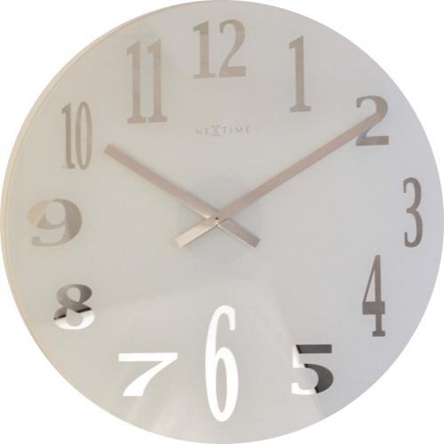 Nextime klok 2472 spiegelglas, ø43 cm, wand, wit