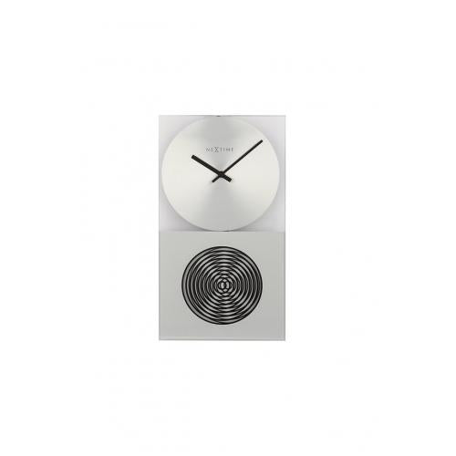 Nextime klok 3028 op klok, 16x30,2 cm, wand, glas, zilver