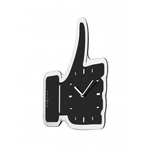 Nextime klok 3072zw duim omhoog, 40,5x41 cm, wand, zwart zilver
