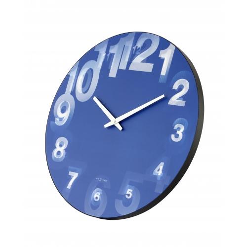 Nextime klok 3077bl 3d, ø39,5 cm, wand, blauw wit