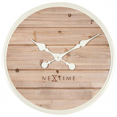 Nextime klok 3134wi plank, ø50 cm, wand, wit