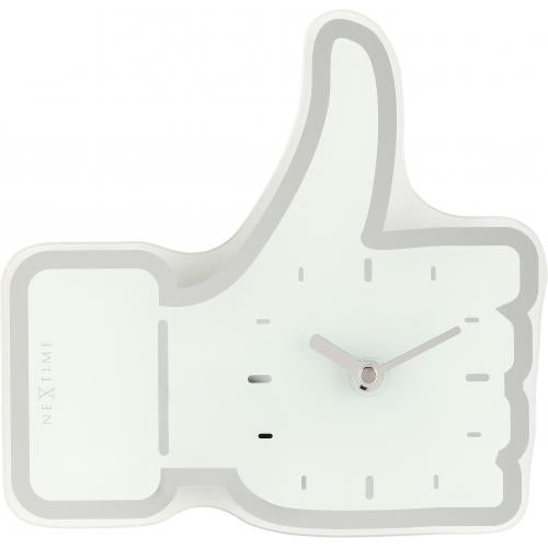 Nextime klok 5185wi mini duim omhoog, 20,5x21 cm, wand, wit zilver