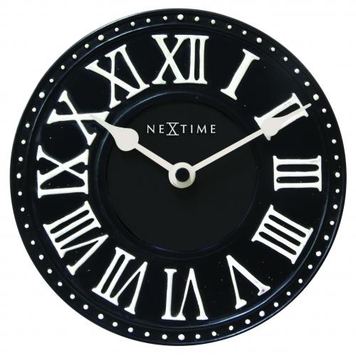 Nextime klok 5187zw london tafel, ø16 cm, wand, zwart wit