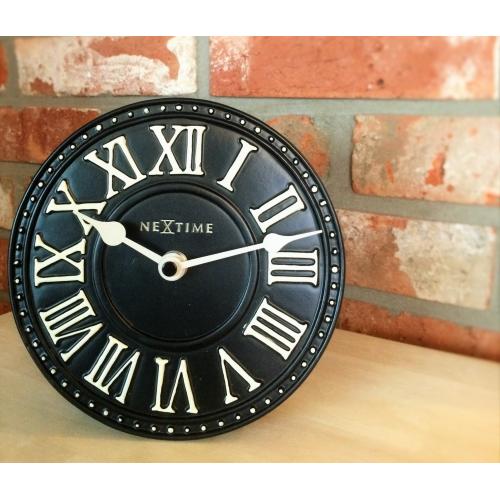 Nextime klok 5187zw london tafel, ø16 cm, wand, zwart wit