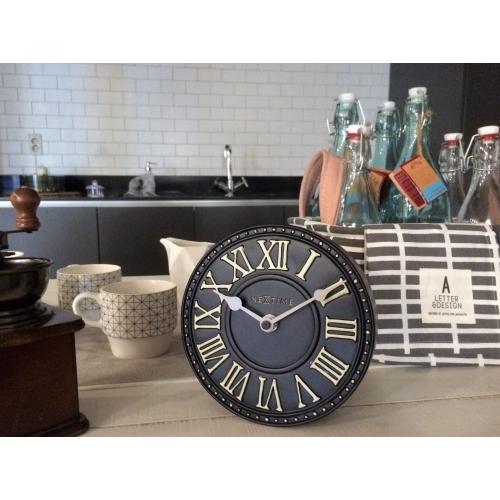 Nextime klok 5187zw london tafel, ø16 cm, wand, zwart wit
