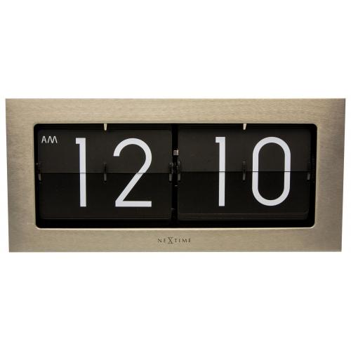 Nextime klok 5198zi big flip, 16,7x36 cm, flip-over, zilver