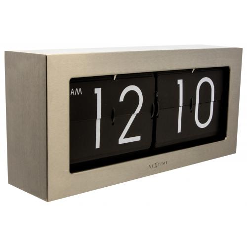 Nextime klok 5198zi big flip, 16,7x36 cm, flip-over, zilver