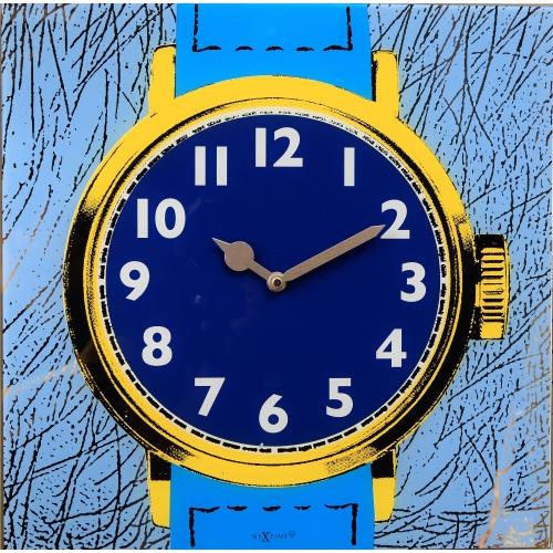 Nextime klok 8157 horloge één, 43x43,2 cm, muur, blauw geel