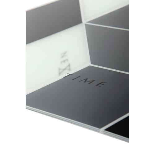 Nextime klok 8171 kubus, 43,5x37 cm, wand, zwart wit grijs