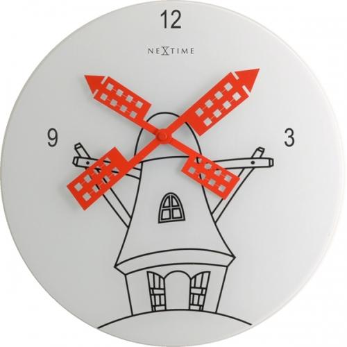 Nextime klok 8807 windmolen, ø30 cm, wand, wit zwart rood