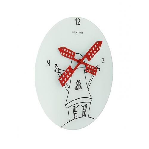 Nextime klok 8807 windmolen, ø30 cm, wand, wit zwart rood
