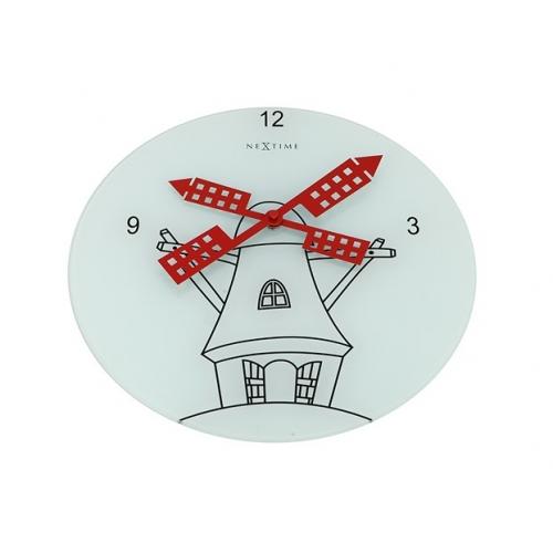 Nextime klok 8807 windmolen, ø30 cm, wand, wit zwart rood