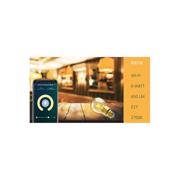 Woox r9078 slimme dimbare filament ledlamp, e27, 6w, 650lm, wifi, amazon google, app
