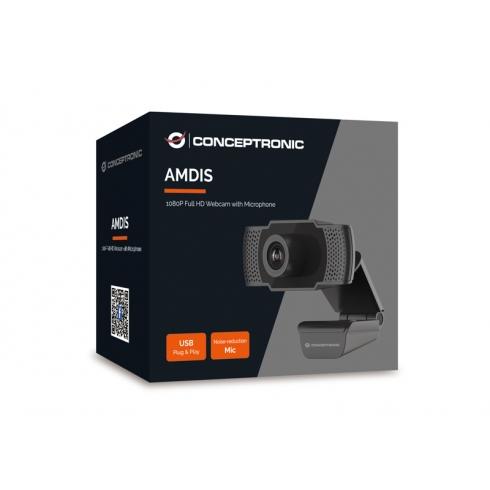 Conceptronic amdis01b full hd webcam met microfoon, usb, 2 mp, 1920 x 1080p 30 fps, h.264, 90°