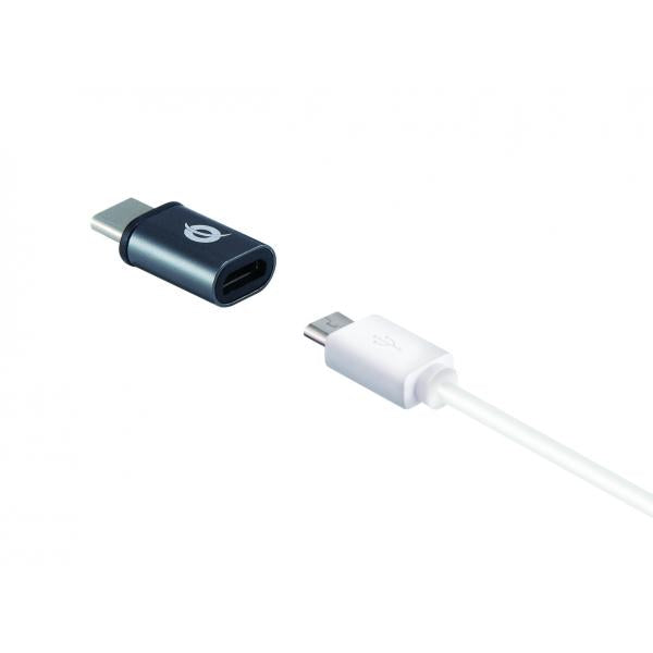 Conceptronic donn05g usb-c naar micro usb otg adapter 3-pack, usb 2.0 type-c micro, mannelijk vrouwelijk, zwart