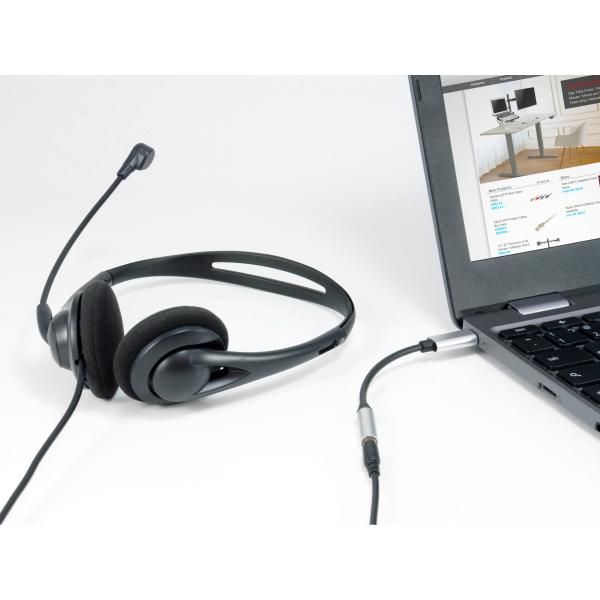 Equip 133474 USB-C naar 3,5 mm audio-DAC-adapter, USB-C, 3,5 mm, mannelijk vrouwelijk, 0,15 m, zwart, zilver