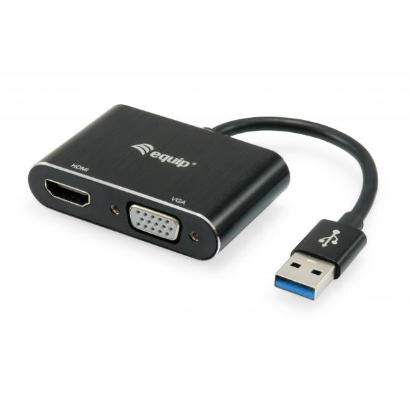 Equip 133386 USB naar HDMI VGA-adapter, USB 3.2 gen 1 type-A, HDMI-uitgang, 1920 x 1080 pixels