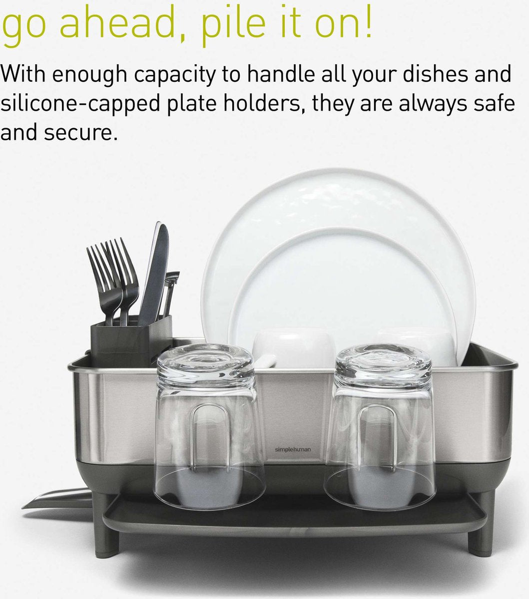 Simplehuman - afdruiprek compact met stalen frame - zilver - roestvast staal