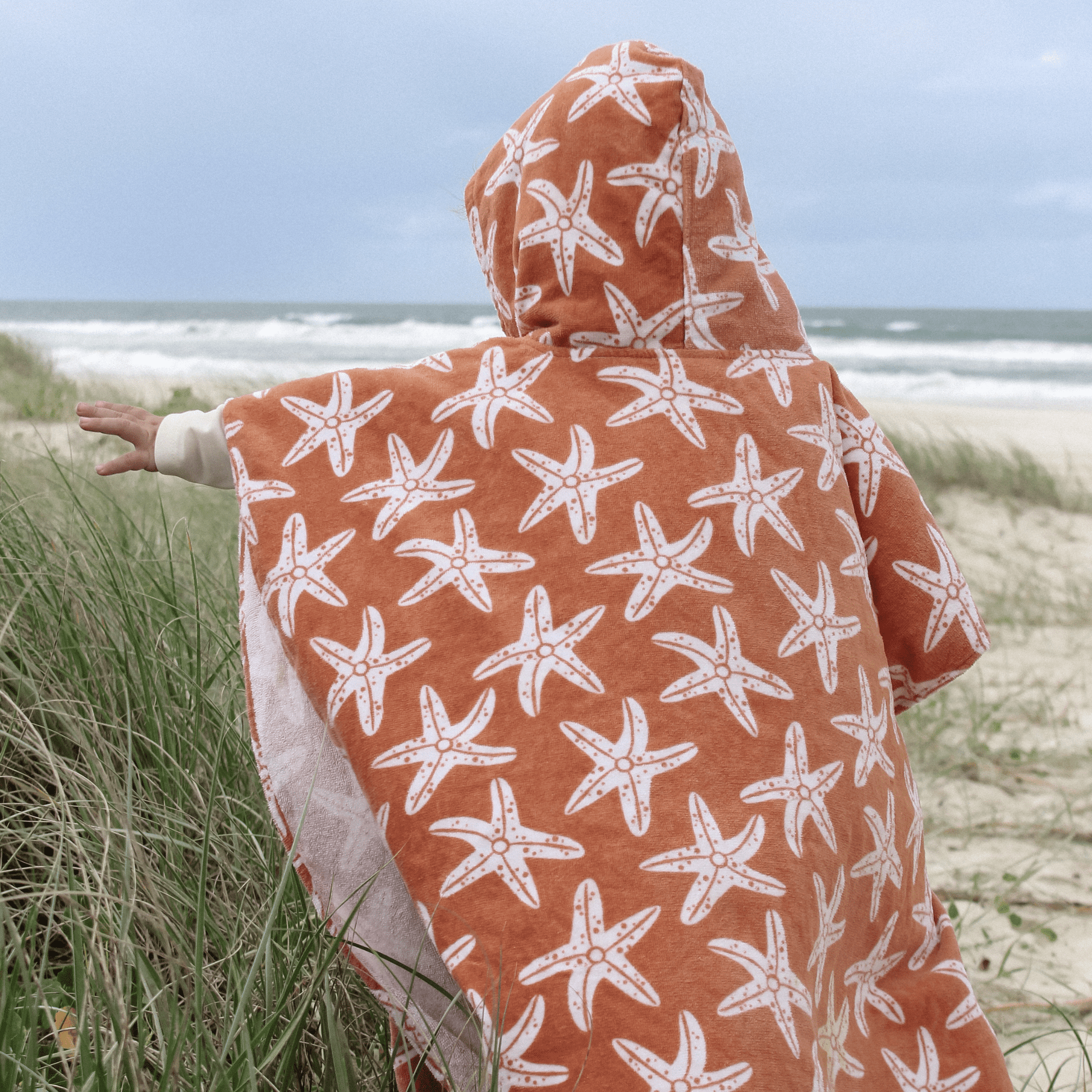 Seastar | oranje strandponcho 65 x 65 cm