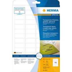 Herma - selbstklebende folienetiketten - durchsichtig - 21,2 x 45,7 mm 1200 etikett(en) (25 bogen x 48) (8016)