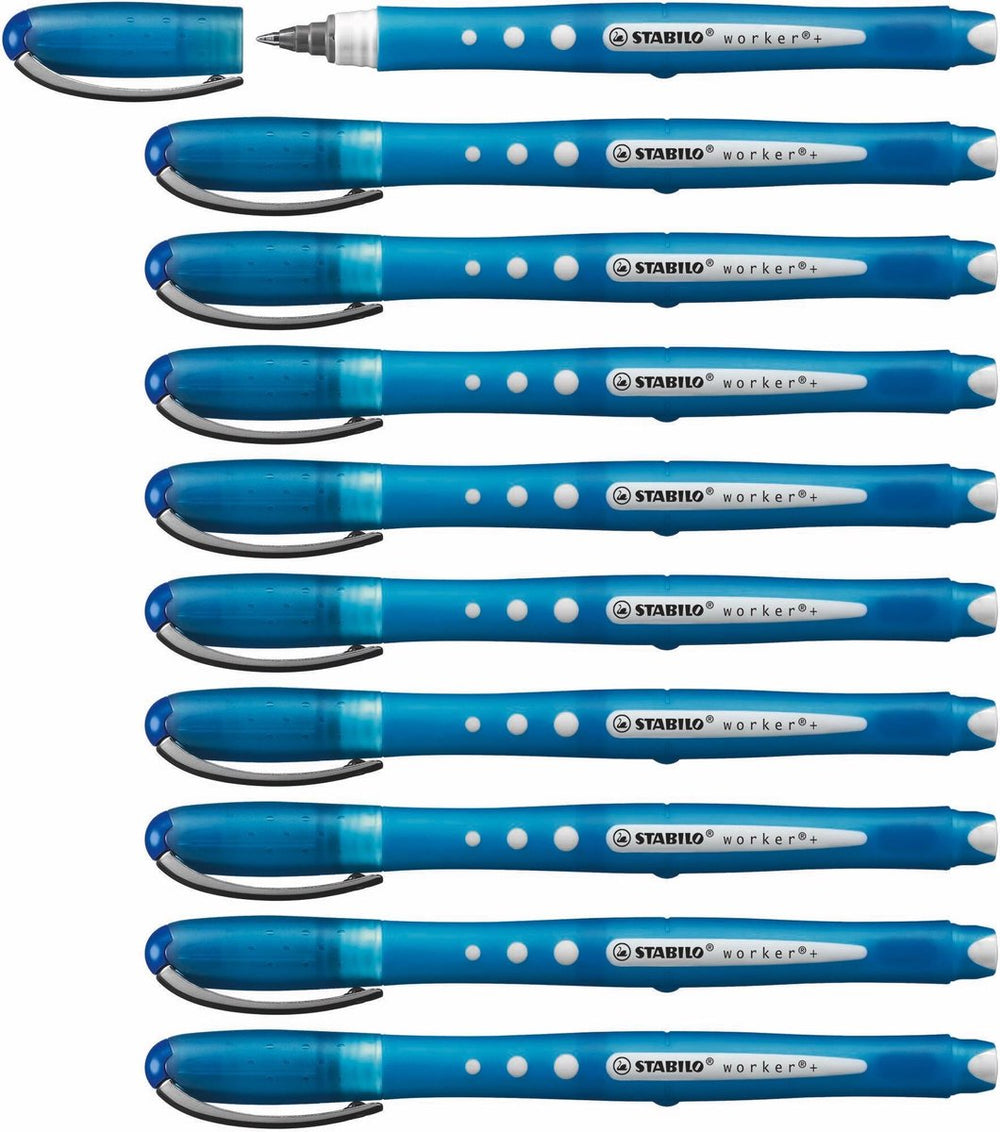 Stabilo worker+ colorful - rollerball pen 0.5 mm - blauw - doos 10 stuks