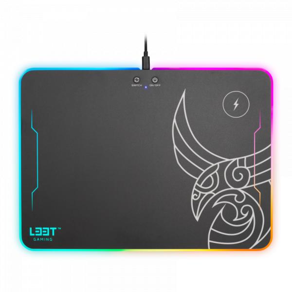 L33t gaming 160378 kvennavagn rgb harde gamingmat met qi-oplader, 355 x 255 x 5,8 mm, zwart