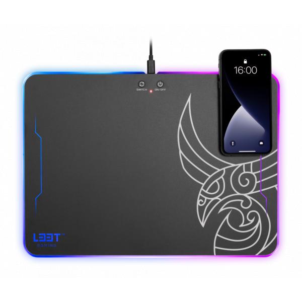 L33t gaming 160378 kvennavagn rgb harde gamingmat met qi-oplader, 355 x 255 x 5,8 mm, zwart
