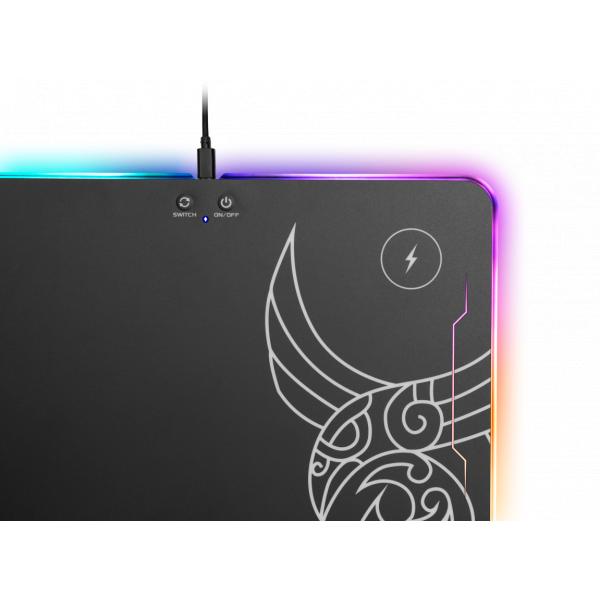 L33t gaming 160378 kvennavagn rgb harde gamingmat met qi-oplader, 355 x 255 x 5,8 mm, zwart