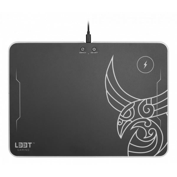 L33t gaming 160378 kvennavagn rgb harde gamingmat met qi-oplader, 355 x 255 x 5,8 mm, zwart