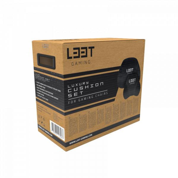 L33t gaming 160382 luxe gaming stoelkussenset, traagschuim, fluweel, ultrazacht, zwart