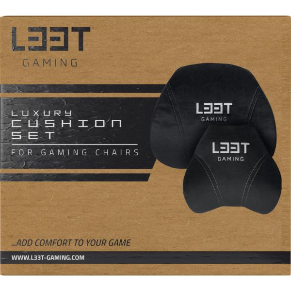 L33t gaming 160382 luxe gaming stoelkussenset, traagschuim, fluweel, ultrazacht, zwart