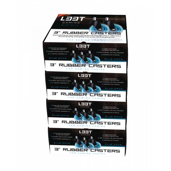L33t gaming 160529 3 inch rubberen wielen, blauw, 5 stuks