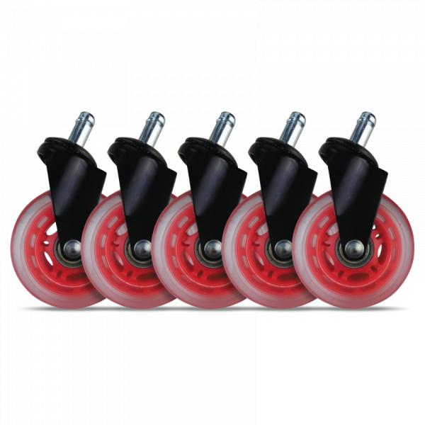 L33t gaming 160530 3 inch rubberen wielen, rood, 5 stuks