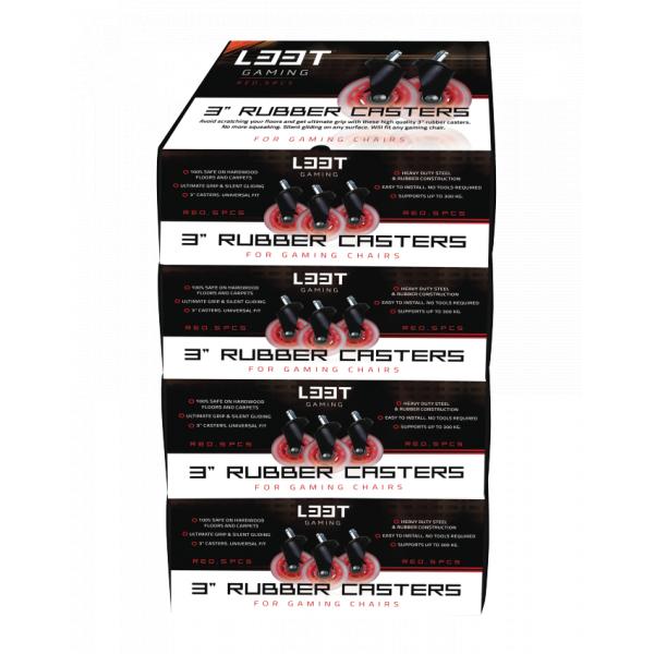 L33t gaming 160530 3 inch rubberen wielen, rood, 5 stuks