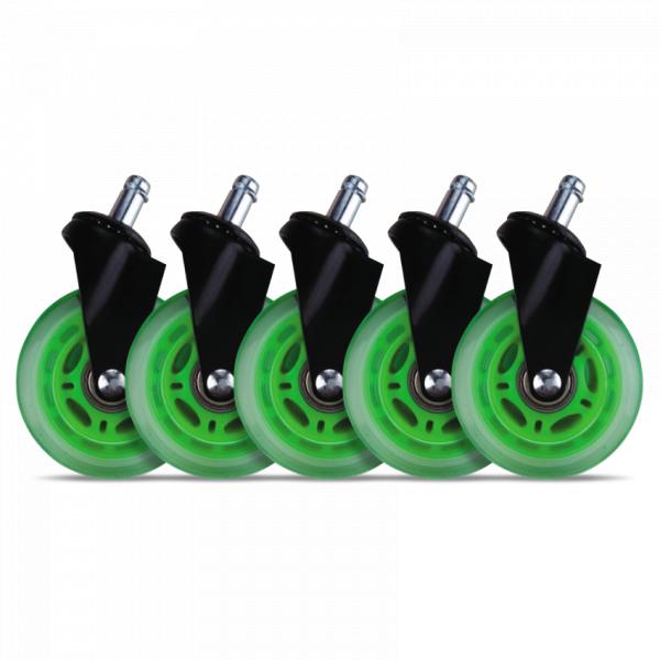 L33t gaming 160531 3 inch rubberen wielen, groen, 5 stuks