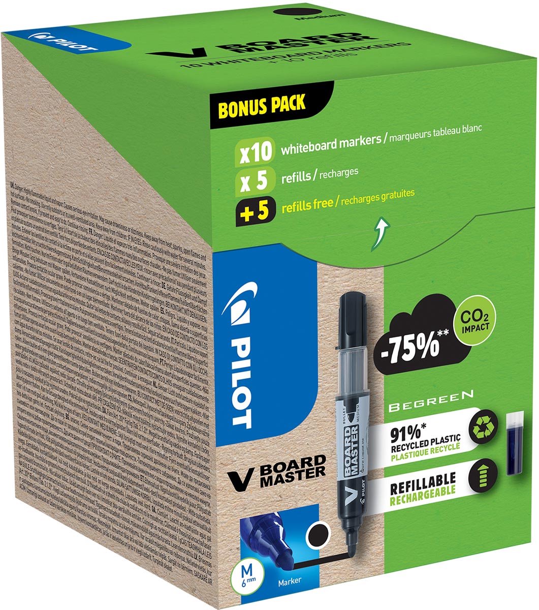 Pilot whiteboard-marker greenpack zwart 2,3 mm