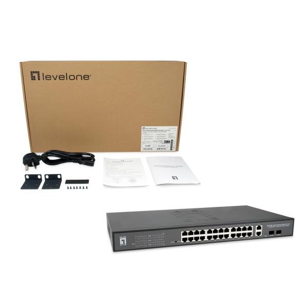 Levelone GEP-2841 28-poorts web smart managed switch, L2, Gigabit Ethernet, Power over Ethernet (PoE)