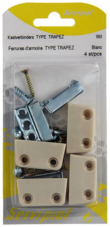Mack 1015832 - 4 paneelverbinders trapez wit | 5 stuks